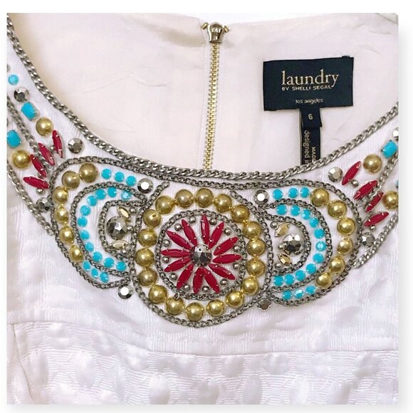 Laundry by Shelli Segal White Jeweled Sheath Dress - Picture 8 of 9